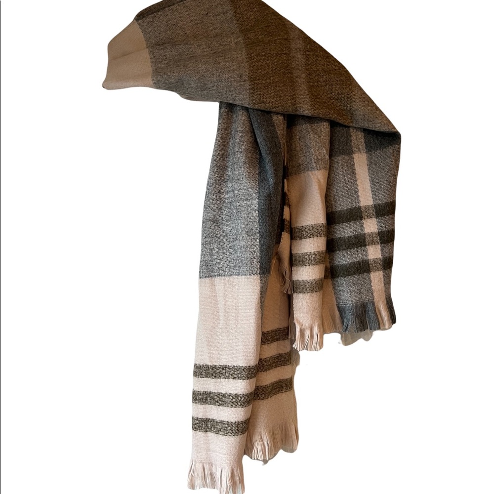 Aldo Pink and Gray Striped Scarf